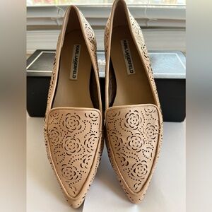 Karl Lagerfeld Tan Floral Loafers